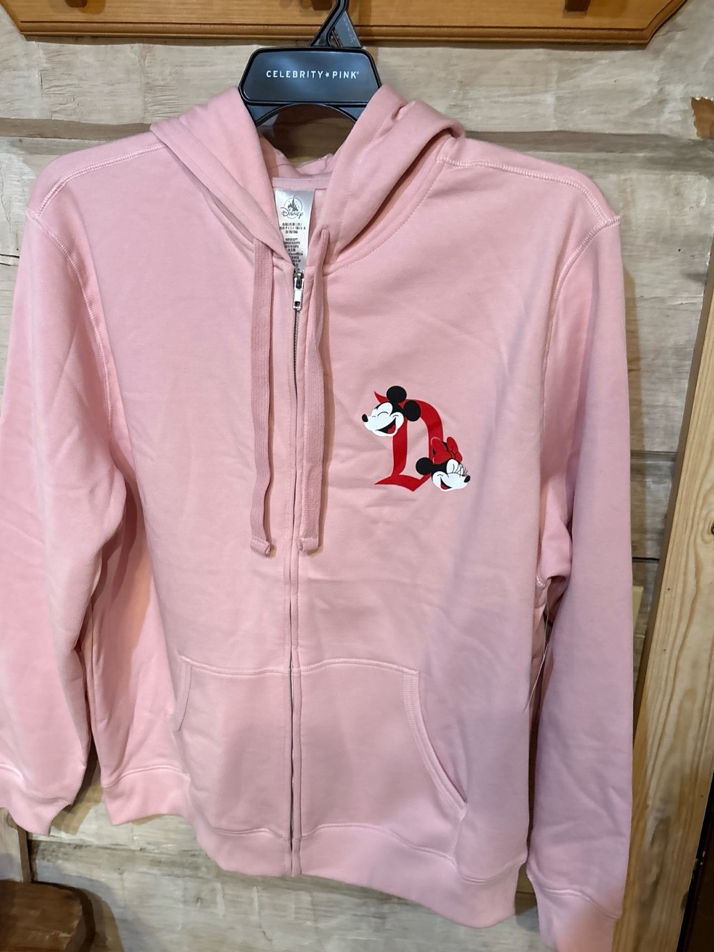 Disney Pink Zip-Up Hoodie with Mickey & Minnie Graphic